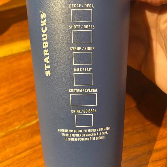 Starbucks set of 6 blue holiday cups with reusable lids - Picture 4 of 5